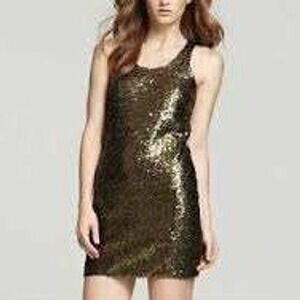 NWT Vince Camuto Gold Sequin Sleeveless Mini Dress Party Cocktail Small‎